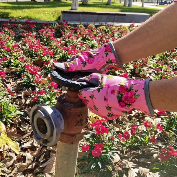 Alternative view of Leather Gardening Gloves for Women, Flexible Breathable Garden Gloves | Thorn Proof Working Gloves for Weeding, Digging, Planting and Pruning, Small, Pink