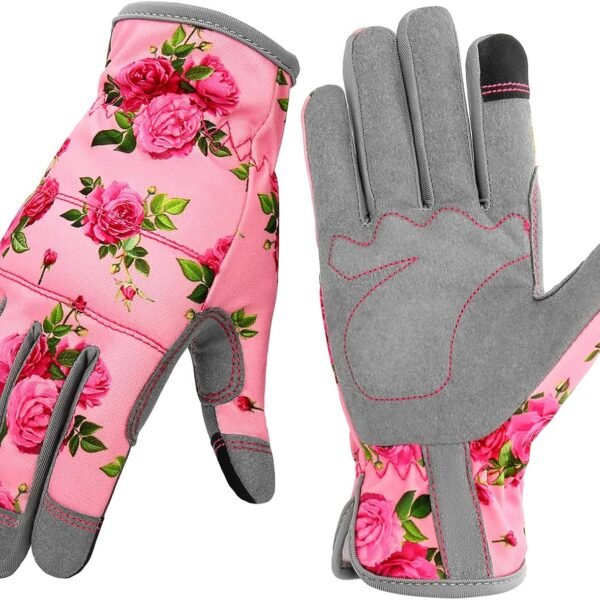 Leather Gardening Gloves for Women, Flexible Breathable Garden Gloves | Thorn Proof Working Gloves for Weeding, Digging, Planting and Pruning, Small, Pink
