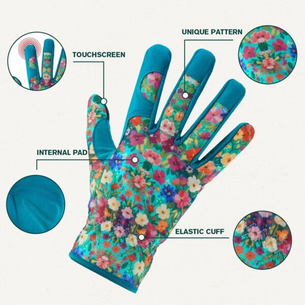Alternative view of Gardening Gloves for Women, Touchscreen Printed Thorn-Proof | Non-Slip Work Gloves, Ideal Gift for Gardeners, Suitable for Yard Landscaping, Planting & Outdoor Gardening