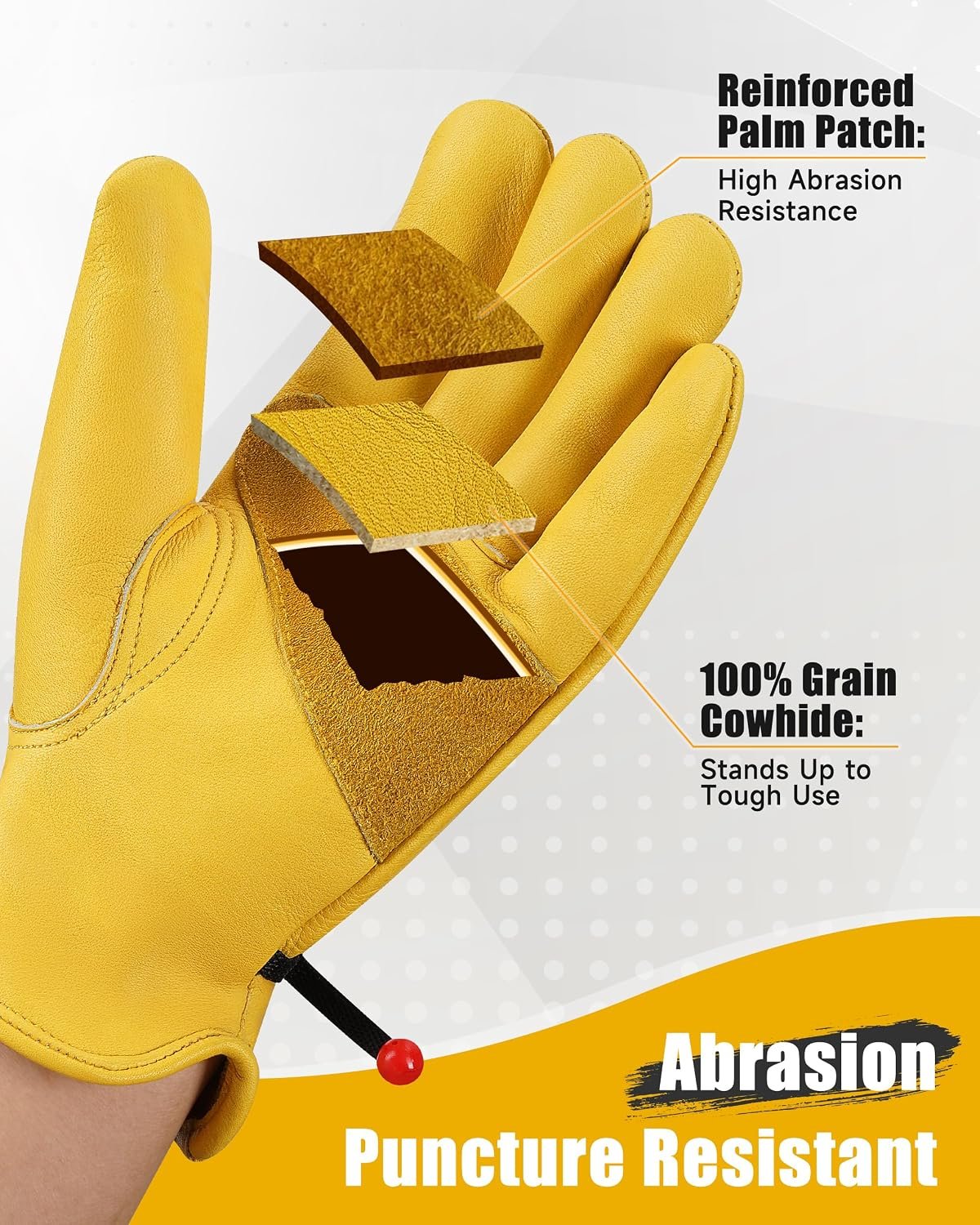 Cowhide Leather Gardening Work Gloves for Men 1/3/6/12 Pairs | Reinforced Durable Gloves, Puncture & Cut Resistant, Ideal for Construction, Chainsaw, Farm, Welding, Men & Women - Image 2
