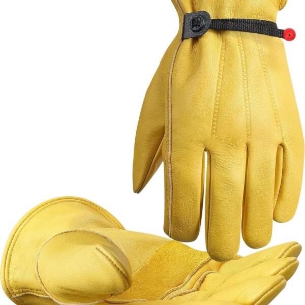 Cowhide Leather Gardening Work Gloves for Men 1/3/6/12 Pairs | Reinforced Durable Gloves, Puncture & Cut Resistant, Ideal for Construction, Chainsaw, Farm, Welding, Men & Women